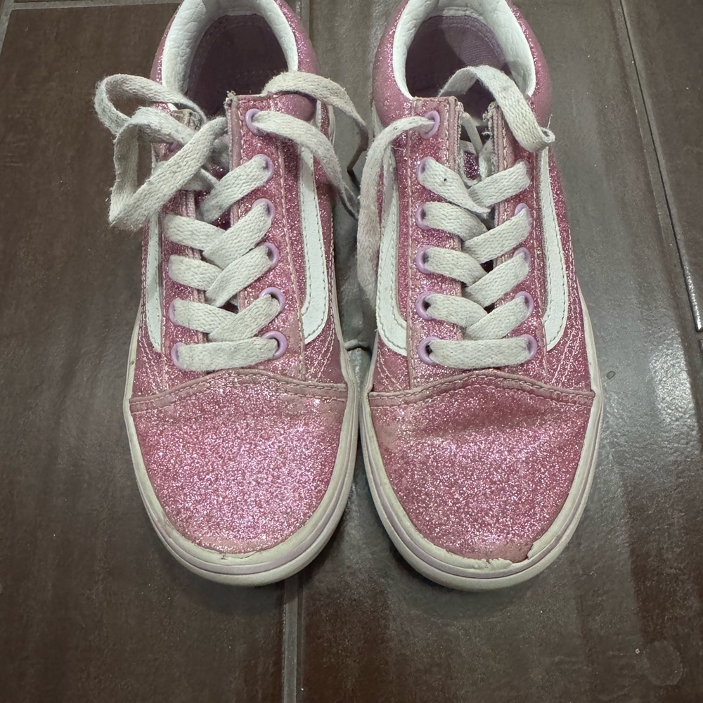 Girls Vans Sparkly Pink Kids Sneakers size 13.5